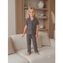 Cubbux Kız Çocuk Leopar Pijama Takımı Pamuklu Rahat Kesim Yumuşak Doku