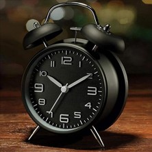 Odea Sessiz Akar Saniyeli 16CM Alarm Masa Çalar Saat Yüksek Zil Sesi Büyük Boy Siyah