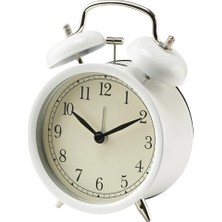 Odea Ikea Dekad Analog Nostalji-Alarmlı Saat Çanlar Çalar Saat ile Metal Kasa ve Ön Cam – G x D x Y 10 x 6 x 14 cm – Beyaz