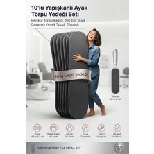 Transformacion  10'lu Yapışkanlı Ayak Törpü Yedeği Seti Pedikür Törpü Kağıdı, 100 Grit Suya Dayanıklı Yedek Topuk Törpüsü 716031
