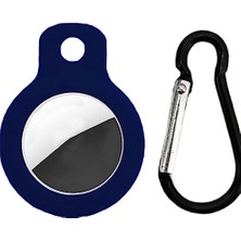 Odea Airtag ile Uyumlu Anahtarlıklı Koruyucu Slikon Airtag ile Uyumlu Içe Geçmeli Çerçeve Kancalı Airtag ile Uyumlu Hold Kılıf Lacivert