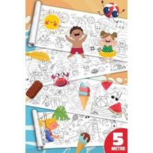 Odea Sinaticaret Yaz Aktiviteleri Dev Boyama Kağıdı Rulosu, 5 Metre x 45 Cm, Çocuklar Için Eğitici ve Eğlenceli Yaz Temalı Boyama Seti