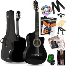 Odea Luca CW-200BK Kesik Kasa Siyah Klasik Gitar Seti 4/4 Sap Ayarlı (Cutaway)