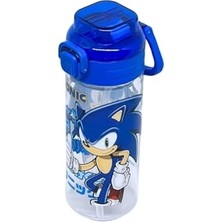 Odea 500ML Sonic Temalı Desenli Yumuşak Silikon Pipetli Kulplu Kilitlenebilir Su Matarası