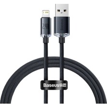 TeknoKapsül Baseus Crystal Shine Series Süper Hızlı Data Kablo USB To Ip 2.4A 1.2m Siyah