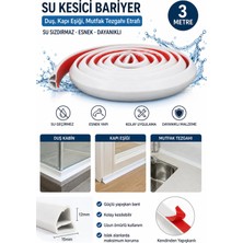 Dünya Magnet 3 Metre Beyaz Su Kesici Bariyer | Duş Kapısı, Kapı Eşiği ve Mutfak Tezgahı Su Önleyici