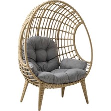 Odea Egg Chair Tekli Rattan Bahçe Koluğu |rehome Minderli Oval Lounge Açık Kahve