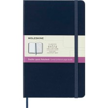 Odea Moleskine Klasik Defter, Sert Kapak, Büyük (5" x 8.2") Çift Düzen, Çizgili/düz, Safir Mavisi, 240 Sayfa