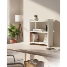 Odea Masa Üstü Kitaplık Rafı, Beyaz, Suntalam, 43,6 x 18 x 50 Cm, Modern Stil, 2 Raflı Mini Dolap