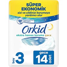 Odea Orkid Extra Hassas Koruma Gece (Boy 3)Kanatlı Hijyenik Ped 14 Adet