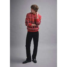 Mavi Yılbaşı Temalı Kırmızı Kazak 0710403-85905