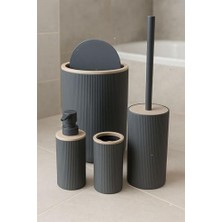 Odea Arvale Quardi Banyo Seti Modern Çizgili - 7 L Kova 4 Parça Banyo Çöp Kovası ve Aksesuar Seti