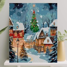Odea Sayılarla Boyama Tuval Seti Fırça Boya Dahil (Çıtalı) 40X50 cm - Yılbaşı