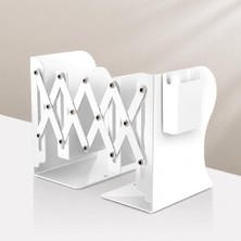 Odea Ayarlanabilir Teleskopik Metal Kitap Tutucu, Masaüstü Kitap Desteği ve Raf Düzenleyici Stand, 9-42 cm Genişleyebilir, Mıknatıslı Kalemlik Hediyeli (Beyaz)