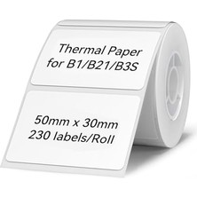 Odea B1/B21/B3S Etikel Yazıcı Için Etiketler, 2" x 1.2" (50×30 Mm) Su Geçirmez Etiket Kağıdı Nakliye Adresi Kendinden Yapışkanlı Etiketleme Değiştirme - 1 Rulo 230 Adet (Beyaz)