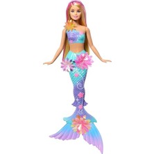 Odea Barbie Deniz Kızı Oyuncakları, Sürpriz Çiçek Açma Özelliğiyle Renk Geçişli Kuyruğu, Incili Saç Bandı ve Pembe Röfleli Uzun Sarı Saçları Olan, JDM72