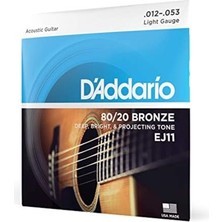 Odea Daddario EJ11 Akustik Gitar Tel Seti, 80/20 Bronze, Light Gauge,
