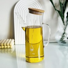 Odea Deconox Bambu Kapklı Borosilikat Cam Yağlık & Sirkelik – 1 Litre | Isıya Dayanıklı & Sızdırmaz Tasarım | Bambu Kapaklı Şeffaf Cam Yağdanlık – 1000ML