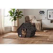 Miyuva Keçe Kedi Evi – Demonte, Yıkanabilir, Taşınabilir Kedi Kulübesi –minnoş Gri