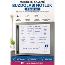 Dünya Magnet 50X60 cm Magnet Planlayıcı Buzdolabı Notluk Silinebilir Yazı Tahtası + 2 Kalem