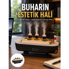Elivora Dekoratif Gemi Modeli 7 Renk Işıklı Hava Nemlendirici ve Oda Kokusu Difüzörü Yeni Nesil