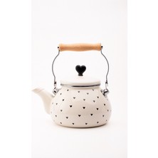 Empressco Emaye Siyah Kalp Desenli Vintage Kettle 2l, Ocağa Uygun, Şık ve Fonksiyonel