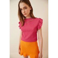 TeknoKapsül Happiness Istanbul Kadın Koyu Pembe Zincir Kolyeli Bluz DD01079