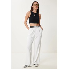 TeknoKapsül Happiness Istanbul Kadın Ekru Dökümlü Geniş Paça Yazlık Pantolon US00994