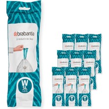 Nacario Brabantia Perfectfit Çöp Torbası, Çoklu Paket (Kod W/5 L) Ekstra Güçlü Çöp Torbaları, Çekme Bantlı, 10 Rulo (200 Çöp Torbası)