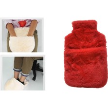 Nacario Sıcak Su Torbası Cepli Kırmızı Peluş Termofor 32,5X17,5CM 1500 ml