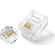 Nacario Primex Plus PX-6P4C RJ11-4LÜ 4 Pinli Konnektör, 100’LÜ Paket 6P4C Telefon Jack, RJ11 Telefon Kablo Ucu, Modem Dsl Fax Santral Hat Kablosu Sonlandırma Konnektörü, Şeffaf RJ11 Plug