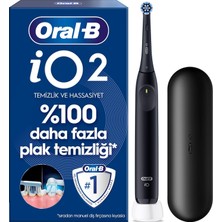 Nacario Oral-B Io2 Siyah Şarjlı/elektrikli Diş Fırçası, 1 Fırça Başlığı, Tek Şarjda 4 Haftaya Varan Kullanım, Seyahat Kabı