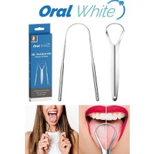 Nacario Oral White Paslanmaz Çelik Dil Temizleyici ve Dil Sıyırıcı, 2 Parça Set, Ağız Bakımı ve Kötü Nefes Önleyici