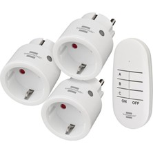 Nacario Brennenstuhl Comfort-Line Mini 3+1 Kablosuz Priz Seti, 3'lü Uzaktan Kumanda Seti (Iç Mekan, El Vericisi ve Yüksek Temas Koruması) Beyaz