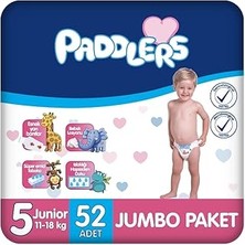 Nacario Paddlers Bebek Bezi 5 Numara Junior (11-18 Kg) 52 Adet – Jumbo Paket