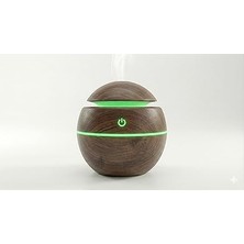 Nacario Ultrasonik Hava Nemlendirici ve Aroma Difüzörü - 3 Farklı Renk Seçeneği (Beyaz, Açık ve Koyu Ahşap) - Küre Tasarım Buhar Makinesi, LED Işıklı ve Sessiz Oda Kokusu Yayıcı (Usb) (Koyu Ahşap)