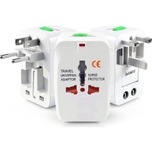 Nacario Coverzone Akım Korumalı Universal Fiş Çoklu Priz CV640 Priz Çevirici Dönüştürücü Kompakt Tasarım Amerikan Fişi, Ingiliz Fişi, Türkiye Fişi 125V - 250V 13A (Beyaz)