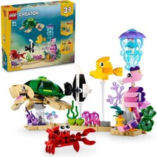 Nacario LEGO Creator Deniz Hayvanları 31158-8 Yaş ve Üzeri Çocuklar Için Balık, Kaplumbağa ve Yengeç Model Seçenekleri Içeren 3’ü 1 Arada Yaratıcı Oyuncak Yapım Seti (421 Parça)