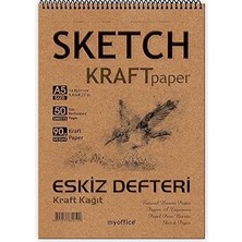Nacario Etika Kraft Kağıt A5 Eskiz Defteri 90 Gr. Spiralli 50 Yaprak Sketchbook