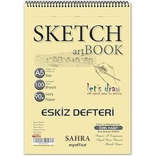 Nacario Sahra A5 Eskiz Defteri - 90 Gr. 100 Yaprak Spiralli Kaliteli Sanatçı Çizim Defteri