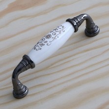 Nacario BADEM10 Gerçek Porselen Beyaz Füme 96 mm Kulp Mobilya Mutfak Kulplar Dolap Dolabı Kapak Kulpu Çekmece Kulbu
