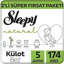 Nacario Sleepy Natural 2'li Fırsat Paketi Külot Bez 5 Numara Junior 174 Adet