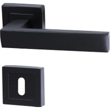 Nacario Avanti Mat Siyah Kare Rozetli Oda Kapı Kolu Metal Sağa Sola Uygun (1 Takım)