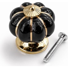 Nacario Pumpkin Royal Siyah Yaldız Gold Renk Porselen Düğme Kulp Mobilya Çekmece Dolap Kulpu Kulbu Kulpları