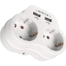 Nacario Viko Ikili Topraklı ve USB Çıkışlı Fiş Priz (2A) Vk