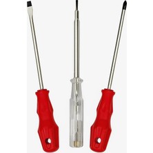 Nacario Edoni 3’lü Tornavida Kontrol Kalemi Seti, 20 Cm, Düz, Yıldız Uçlu Ergonomik Tutma Kolu, Dayanıklı El Aleti Takımı