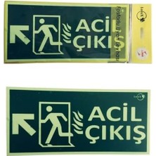 Nacario Lorex Lr-Flu Fotolümen Fosforlu Yön Levhası - Sol - Yukarı Yön Ok Sembollü - Acil Çıkış Yazılıdır (1)