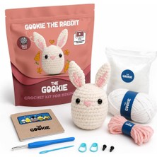 Nacario The Gookie Amigurumi Tavşan Örgü Seti, Başlangıç Seviyesi, Beyaz Pamuklu Iplik, Video Eğitimli, Tığ ve Iğne Dahil, El Yapımı Oyuncak