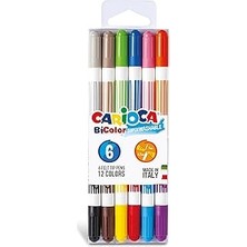 Nacario Carioca Bicolor Süper Yıkanabilir Çift Uçlu Keçeli Boya Kalemi 6'li 12 Renk