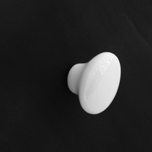 Nacario (1 Adet) Egg Oval Porselen Yuvarlak Beyaz Renk Kulp Mobilya Gardrop Dolabı Kapak Kulpu Çekmece Kulbu